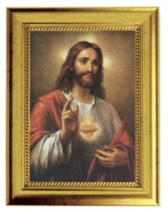 Sacred Heart Gold Leaf Framed