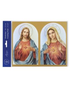 8" x 10" The Sacred Hearts. Immaculate Heart of Mary and Sacred Heart of Jesus,
Printed in Milan, Italy, by Fratelli Bonella