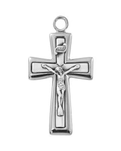 SS Flared Crucifix Necklace Stainless Steel 24" Chain