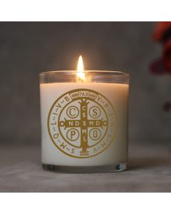 St Benedict Glass Candle