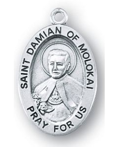 St. Damien of Molokai SS Medal Oval