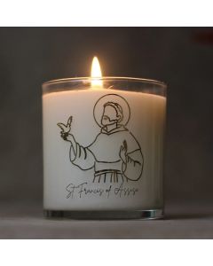 St Francis Glass Candle