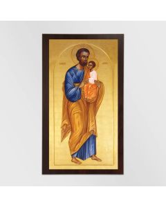 St Joseph and Christ Child Icon on Wood Plaque