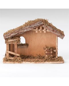 Stable for 5" Scale Nativity Figures, Wood, Moss, Bark