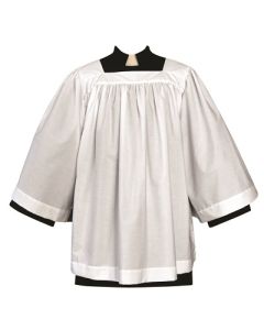 Square Yoke Surplice Poly Cotton, White