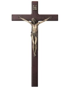 Veronese Crucifix with a wood cross and cold cast bronze corpus, 10".