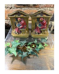 Vintage Bronze Bookends Monks