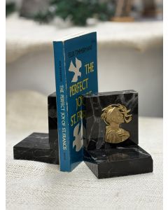Marble Bookends with Brass image of St Francis