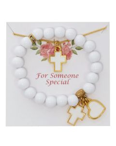 White Bracelet and Pendant Set Youth Size