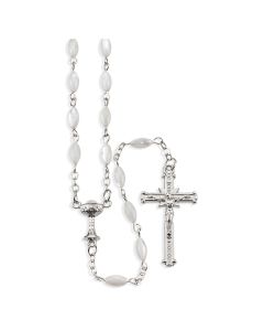 White Pearlescent Rosary Oval