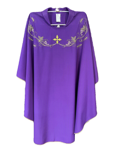 Purple Chasuble with Gold Grape Design Across Chest