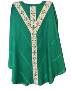 Green Chasuble with Embroidered Fleur de Lis Design