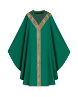 Chasuble with inside stole.
Combination of brocade application and orphreys.