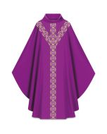Purple Chasuble Vertical Cross Design, Dupion - 30% viscose 70% polyester