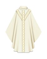 White Chasuble Vertical Cross Design Slabbinck, Dupion - 30% viscose 70% polyester