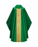 Green Chasuble, roll-collar "4"; with inside stole. Beautiful brocade, finished with a small, fine gold braid. Matching overlay stole