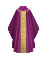 Purple Chasuble, roll-collar "4"; with inside stole. Beautiful brocade, finished with a small, fine gold braid. Matching overlay stole