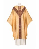 Tudor Rose damask (a beautiful, lightweight damask). The chasubles have an ample gothic cut with a 61” width and 53” length and include an inner stole, Gold