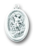 St Michael Silver Oxidized Medal