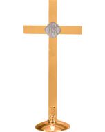 216-108 Altar Cross Shown in High Polish Bronze with Pewter IHS symbol
