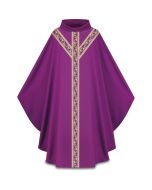 Purple Chasuble with inside stole. With orphreys on front and back. Pius 100% man-made fabrics, Roll Collar