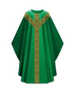 Green Chasuble, with inside stole. Adorned with beautifully woven galloon. Duomo - damask fabric, 100% man-made fibers