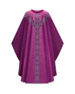 Purple Chasuble, with inside stole. Adorned with beautifully woven galloon. Duomo - damask fabric, 100% man-made fibers