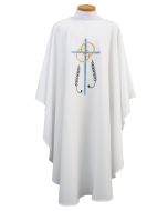 Chasuble with Wedding Rings and Cross, White, Beau Veste