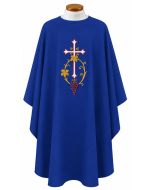 Blue Chasuble Cross Wheat and Grapes 840 Beau Veste BV840