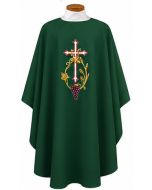 Hunter Green Chasuble Cross Wheat and Grapes 840 Beau Veste BV840