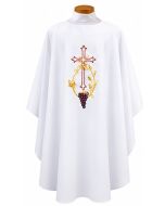 Pure White Chasuble Cross Wheat and Grapes 840 Beau Veste BV840