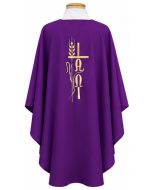 Purple Chasuble with Alpha Omega, Cross and Wheat Beau Veste 850 BV850