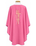 Rose Chasuble with Alpha Omega, Cross and Wheat Beau Veste 850 BV850