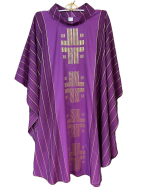 Purple Chasuble with Vertical Cross Design in Gold