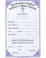 First Communion Certificate Pad Bilingual (Certificado de Primera Comunion) 50pc