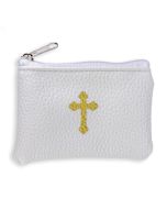 Rosary Case White Leatherette