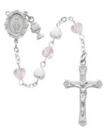 Rosary pink/white pearl heart