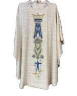 Marian Chasuble Blue on White
